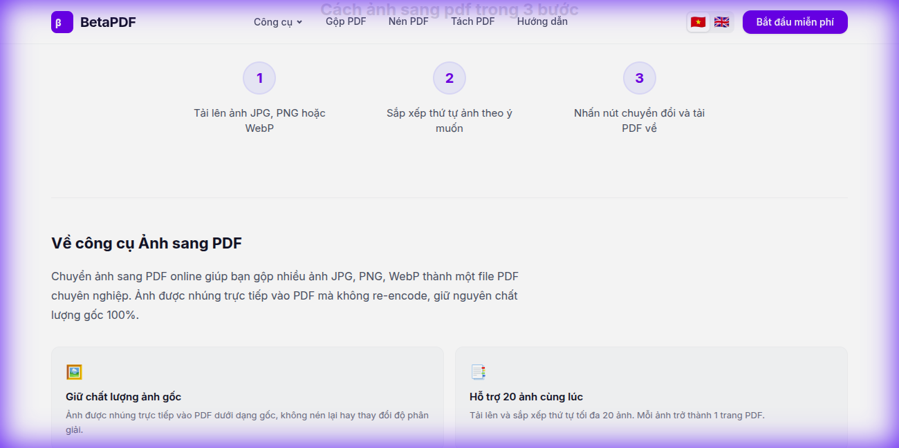 BetaPDF 3-step conversion process and features