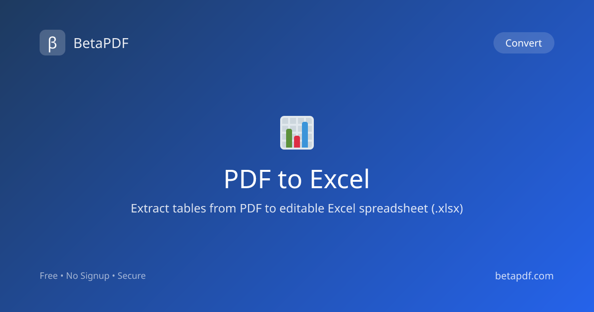 Convert PDF to Excel Online Free — Extract Tables | BetaPDF