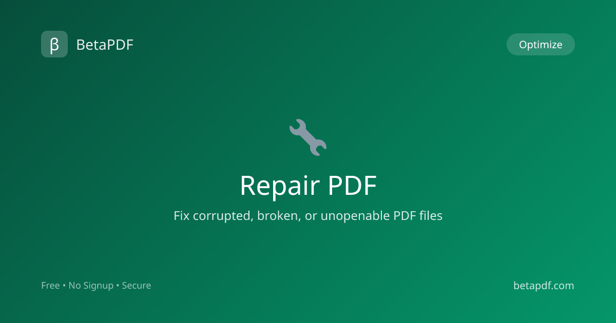 Repair Corrupted PDF Online Free — Fix Broken PDF Files | BetaPDF